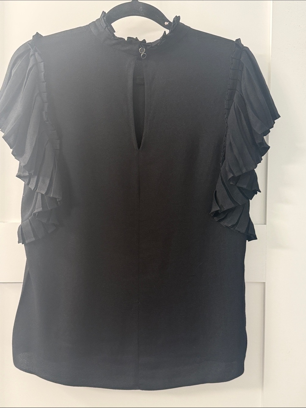 kate spade black ruffle-sleeve mock neck blouse - Picture 7 of 12